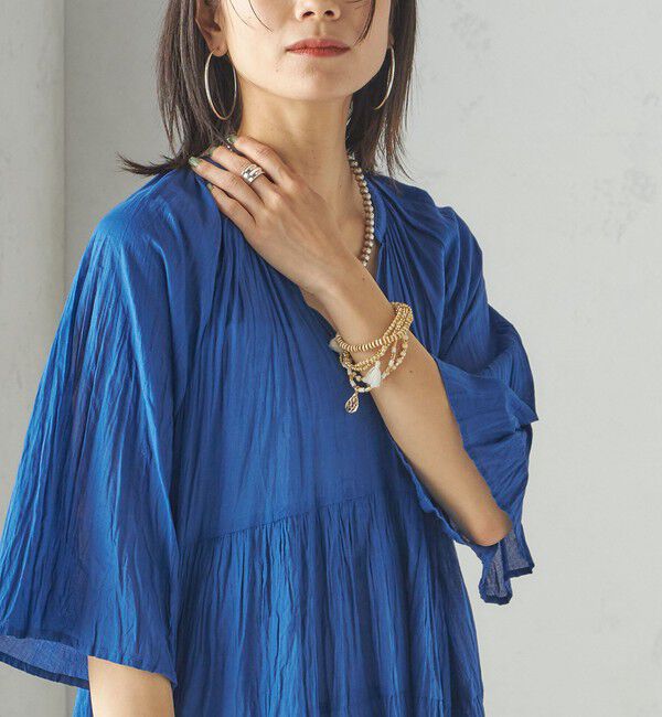 SHIPS for women「〈手洗い可能〉Fanaka:クリンクル 袖 フレア ロング ワンピース」|ワンピース|