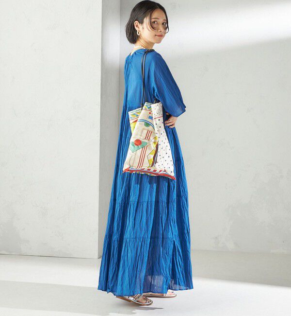 SHIPS for women「〈手洗い可能〉Fanaka:クリンクル 袖 フレア ロング ワンピース」|ワンピース|