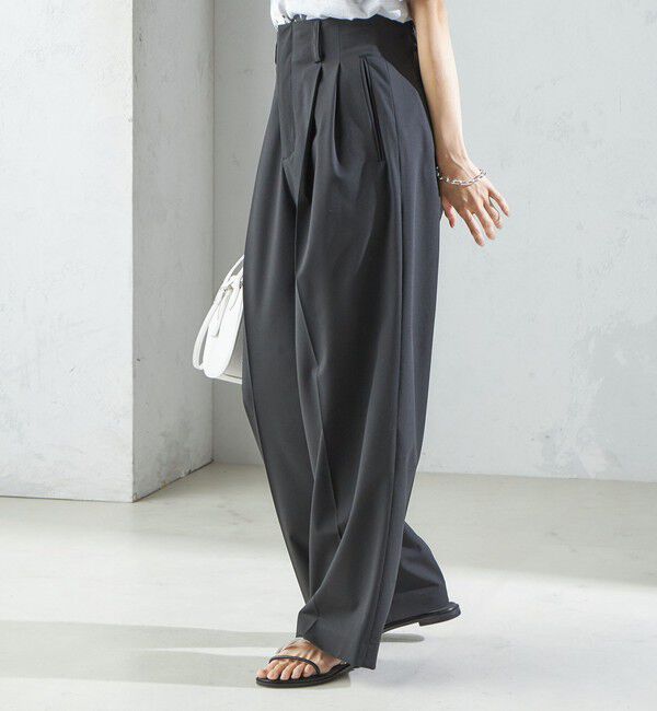 SHIPS for women「〈手洗い可能〉2タック ワイド パンツ（ブラック）」|その他|