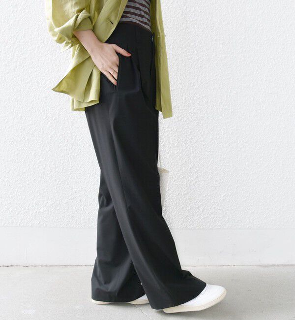 SHIPS for women「〈手洗い可能〉2タック ワイド パンツ（ブラック）」|その他|
