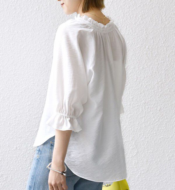 SHIPS for women「〈洗濯機可能〉前後 2WAY フリル リボン シアー ブラウス」|シャツ・ブラウス|