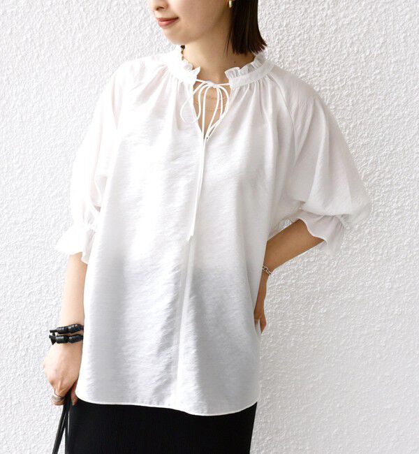 SHIPS for women「〈洗濯機可能〉前後 2WAY フリル リボン シアー ブラウス」|シャツ・ブラウス|