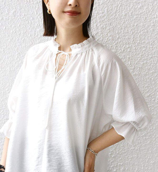 SHIPS for women「〈洗濯機可能〉前後 2WAY フリル リボン シアー ブラウス」|シャツ・ブラウス|