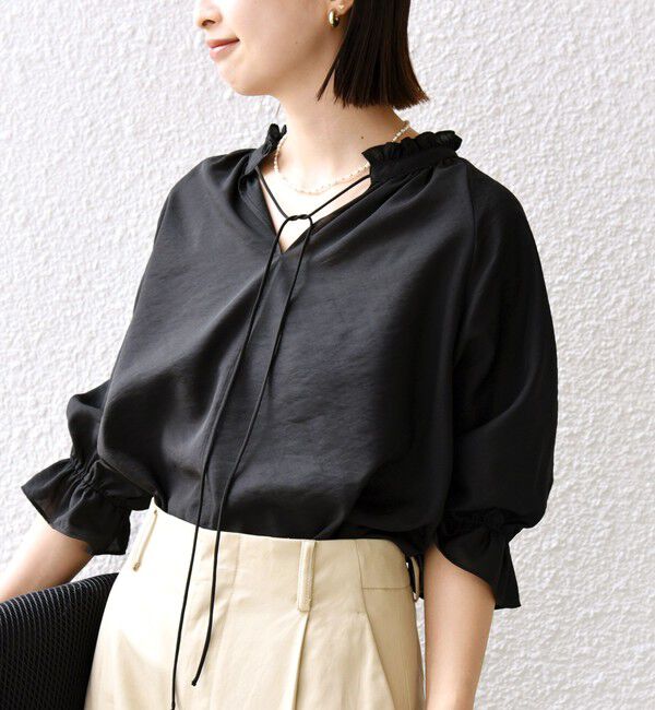 SHIPS for women「〈洗濯機可能〉前後 2WAY フリル リボン シアー ブラウス」|シャツ・ブラウス|