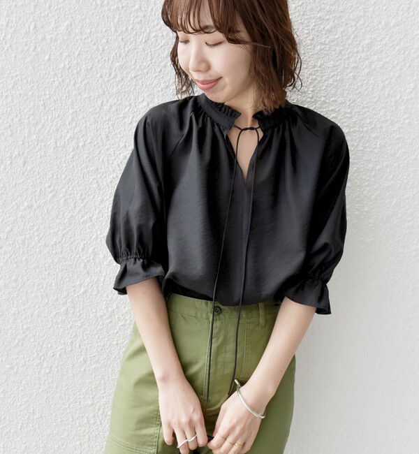 SHIPS for women「〈洗濯機可能〉前後 2WAY フリル リボン シアー ブラウス」|シャツ・ブラウス|