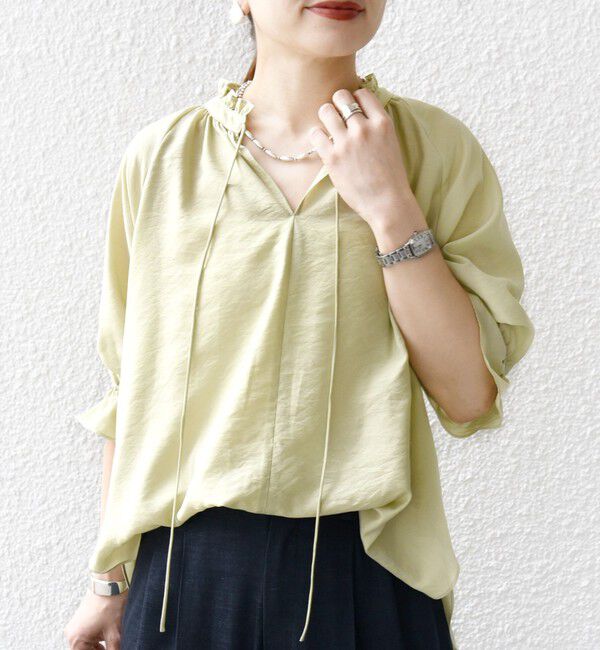 SHIPS for women「〈洗濯機可能〉前後 2WAY フリル リボン シアー ブラウス」|シャツ・ブラウス|