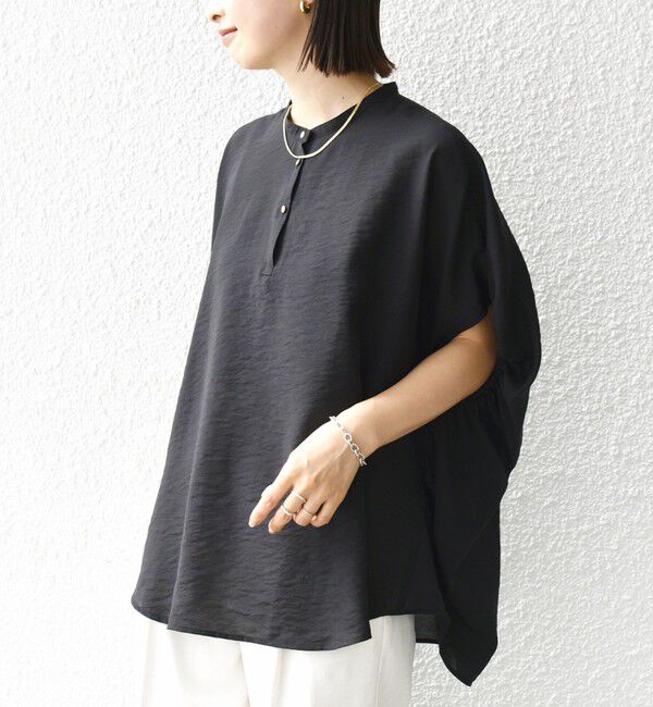 SHIPS for women「〈手洗い可能〉袖 ギャザー ドルマン ブラウス」|シャツ・ブラウス|ブラック