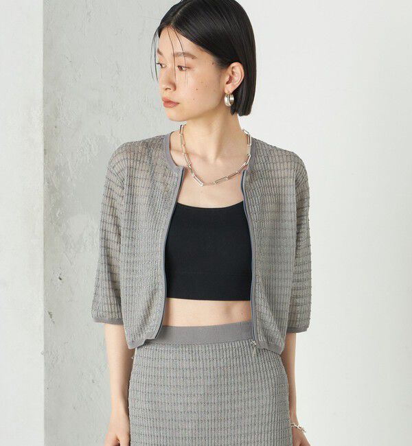 SHIPS for women「Wai＋:ジャカード シアー ジップ カーディガン」|カーディガン|