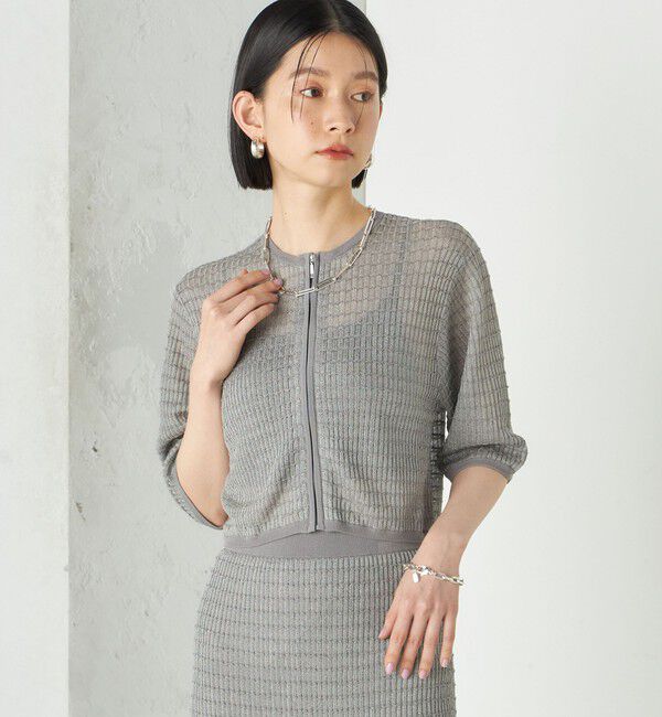 SHIPS for women「Wai＋:ジャカード シアー ジップ カーディガン」|カーディガン|