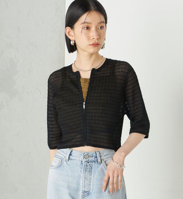 SHIPS for women「Wai＋:ジャカード シアー ジップ カーディガン」|カーディガン|