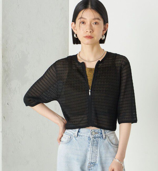 SHIPS for women「Wai＋:ジャカード シアー ジップ カーディガン」|カーディガン|