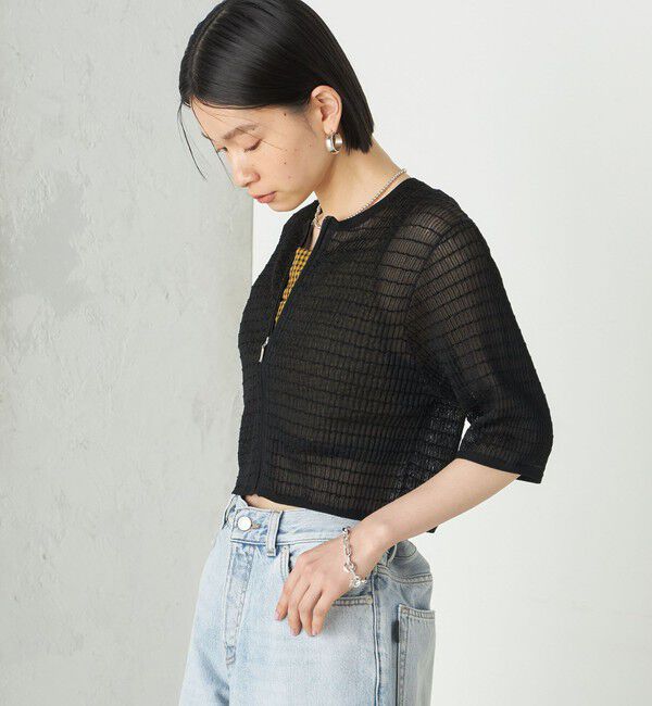 SHIPS for women「Wai＋:ジャカード シアー ジップ カーディガン」|カーディガン|