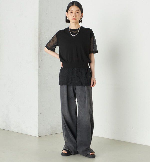 SHIPS for women「《予約》Wai＋:〈手洗い可能〉クリンクル シアー ショート スリーブ プルオーバー」|ニット・セーター|