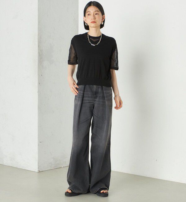 SHIPS for women「《予約》Wai＋:〈手洗い可能〉クリンクル シアー ショート スリーブ プルオーバー」|ニット・セーター|