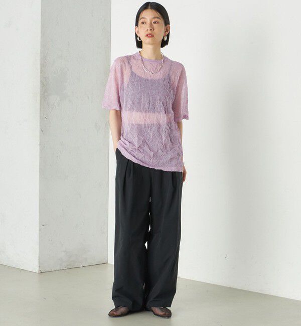 SHIPS for women「《予約》Wai＋:〈手洗い可能〉クリンクル シアー ショート スリーブ プルオーバー」|ニット・セーター|