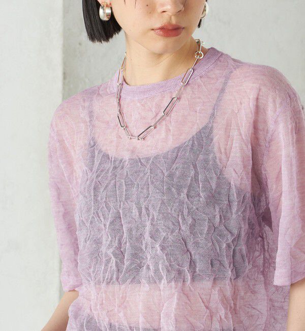 SHIPS for women「《予約》Wai＋:〈手洗い可能〉クリンクル シアー ショート スリーブ プルオーバー」|ニット・セーター|