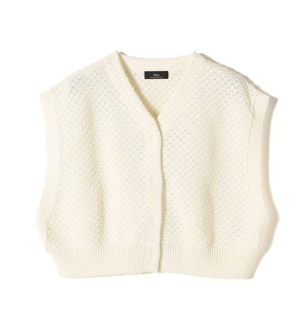 SHIPS for women「SHIPS Primary Navy Label:〈手洗い可能〉クロップド ニット ベスト」|ベスト・ジレ|オフホワイト