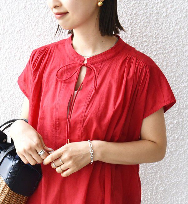 SHIPS for women「〈手洗い可能〉スキッパー タック フレンチ スリーブ ブラウス」|シャツ・ブラウス|