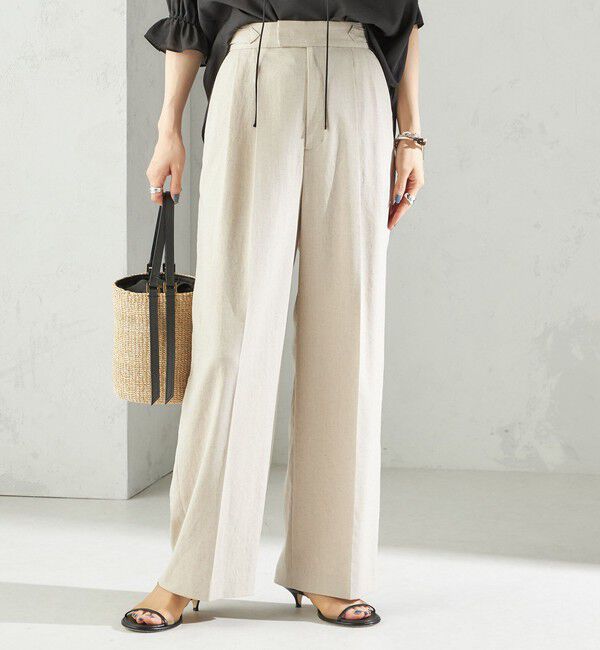 SHIPS for women「〈手洗い可能〉麻調 合繊 2タック ワイド パンツ 2」|その他|