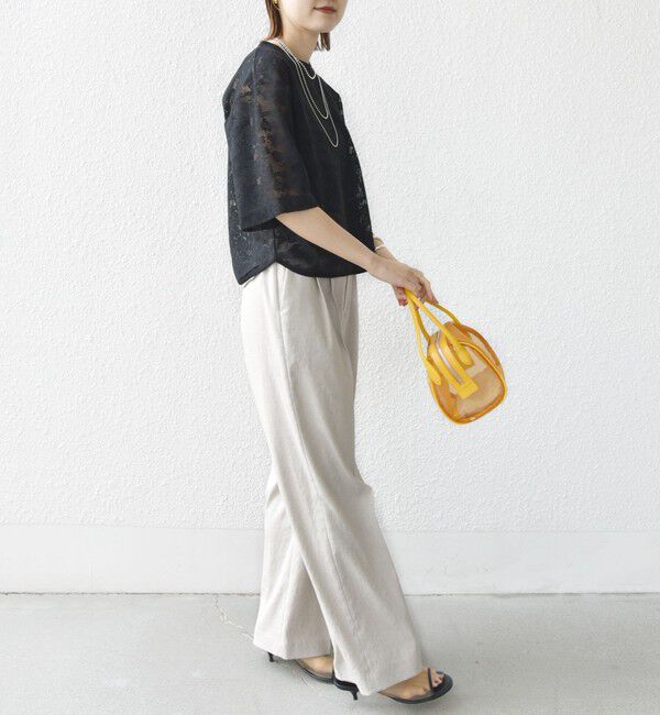 SHIPS for women「〈手洗い可能〉麻調 合繊 2タック ワイド パンツ 2」|その他|