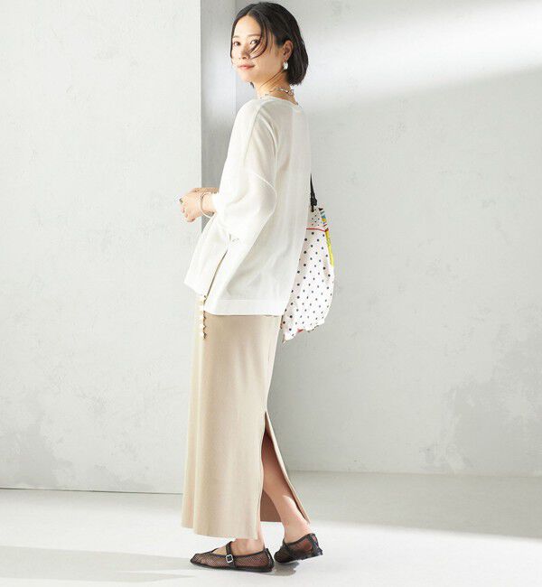 SHIPS for women「〈手洗い可能〉18G コットン ナイロン ワイド スリーブ プルオーバー」|ニット・セーター|