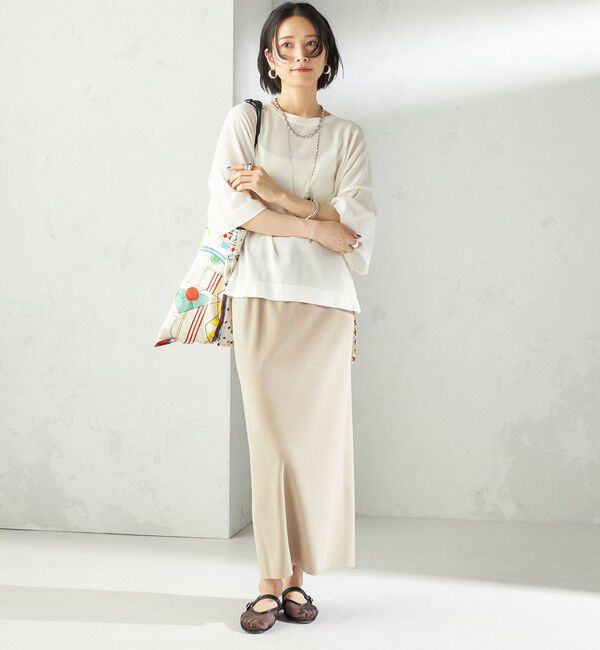 SHIPS for women「〈手洗い可能〉18G コットン ナイロン ワイド スリーブ プルオーバー」|ニット・セーター|