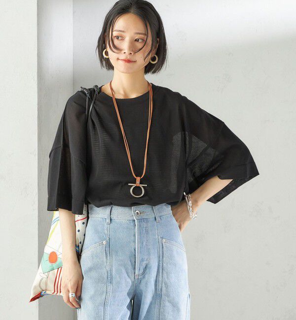 SHIPS for women「〈手洗い可能〉18G コットン ナイロン ワイド スリーブ プルオーバー」|ニット・セーター|