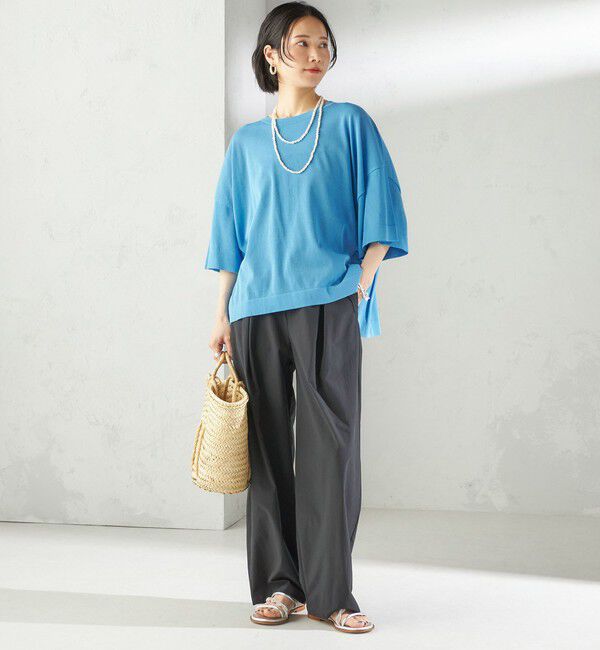 SHIPS for women「〈手洗い可能〉18G コットン ナイロン ワイド スリーブ プルオーバー」|ニット・セーター|