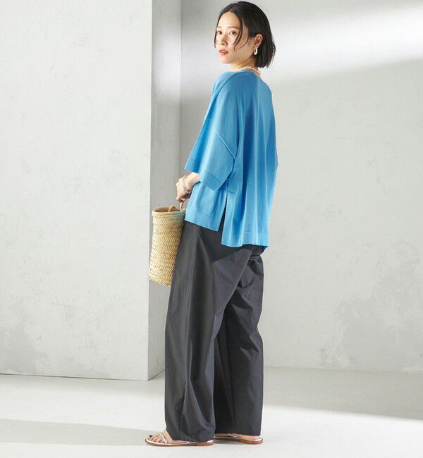 SHIPS for women「〈手洗い可能〉18G コットン ナイロン ワイド スリーブ プルオーバー」|ニット・セーター|