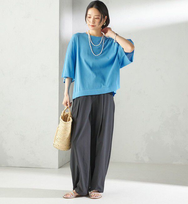 SHIPS for women「〈手洗い可能〉18G コットン ナイロン ワイド スリーブ プルオーバー」|ニット・セーター|