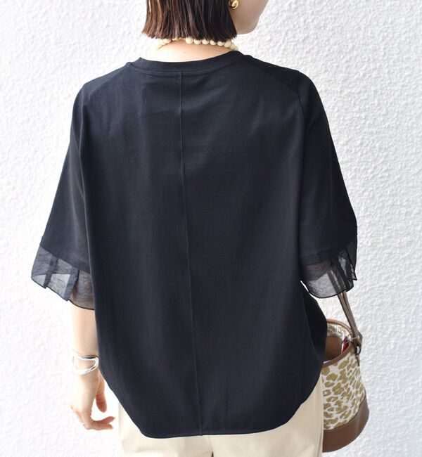 SHIPS for women「〈接触冷感 / UVカット〉シアー オーガンジー コンビ プルオーバー」|Tシャツ・カットソー|