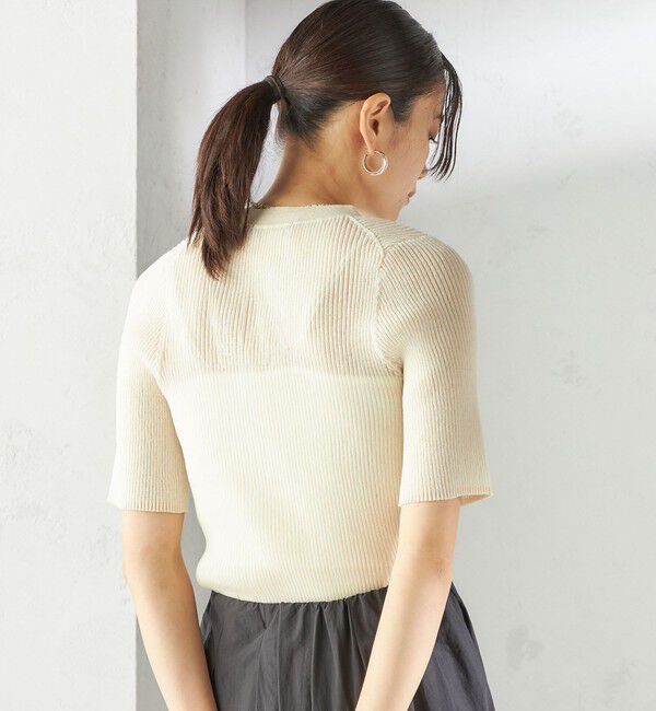 SHIPS for women「〈手洗い可能〉ラミー混 シアー ヘンリー ネック ニット」|ニット・セーター|