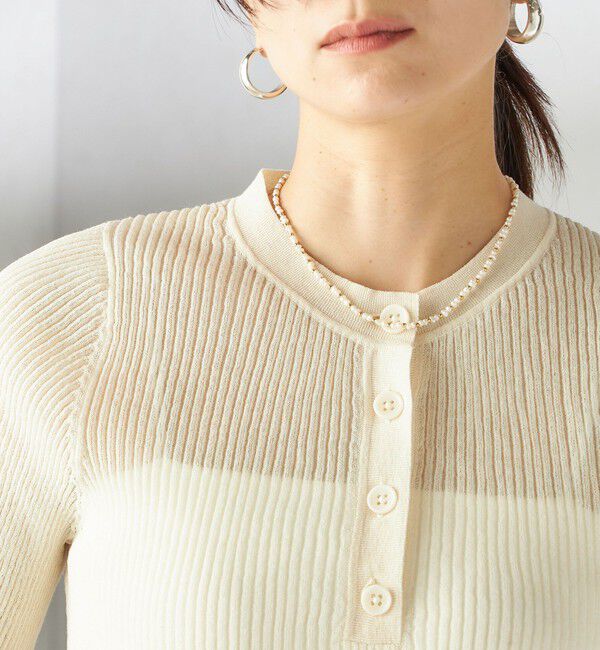 SHIPS for women「〈手洗い可能〉ラミー混 シアー ヘンリー ネック ニット」|ニット・セーター|