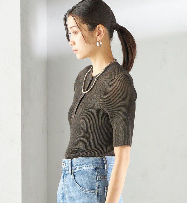SHIPS for women「〈手洗い可能〉ラミー混 シアー ヘンリー ネック ニット」|ニット・セーター|