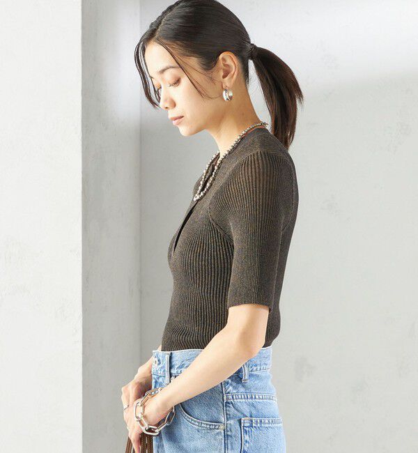 SHIPS for women「〈手洗い可能〉ラミー混 シアー ヘンリー ネック ニット」|ニット・セーター|