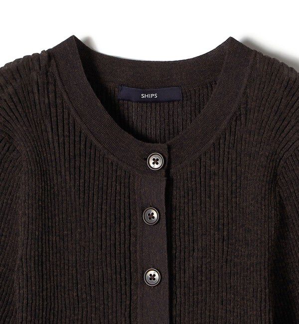 SHIPS for women「〈手洗い可能〉ラミー混 シアー ヘンリー ネック ニット」|ニット・セーター|