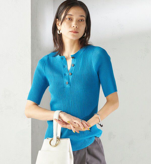 SHIPS for women「〈手洗い可能〉ラミー混 シアー ヘンリー ネック ニット」|ニット・セーター|