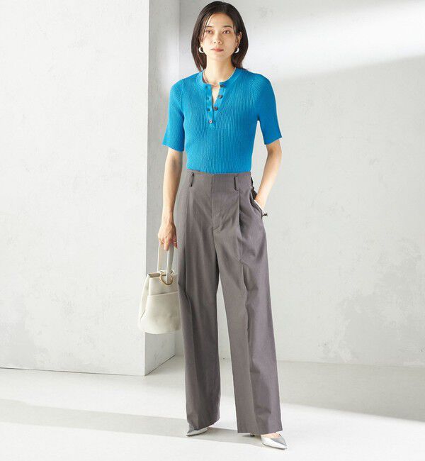 SHIPS for women「〈手洗い可能〉ラミー混 シアー ヘンリー ネック ニット」|ニット・セーター|