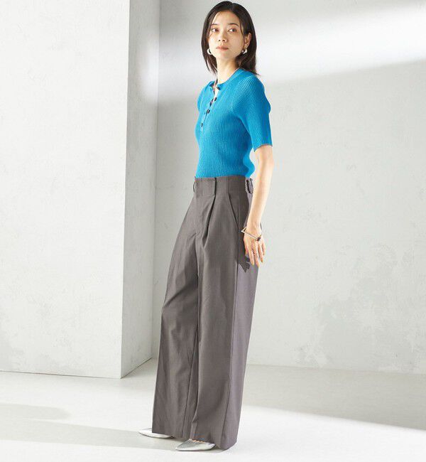 SHIPS for women「〈手洗い可能〉ラミー混 シアー ヘンリー ネック ニット」|ニット・セーター|