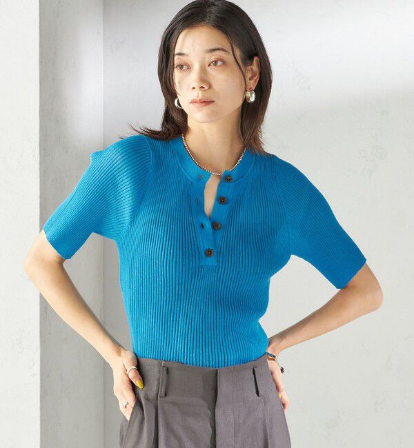SHIPS for women「〈手洗い可能〉ラミー混 シアー ヘンリー ネック ニット」|ニット・セーター|
