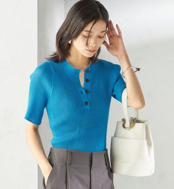 SHIPS for women「〈手洗い可能〉ラミー混 シアー ヘンリー ネック ニット」|ニット・セーター|