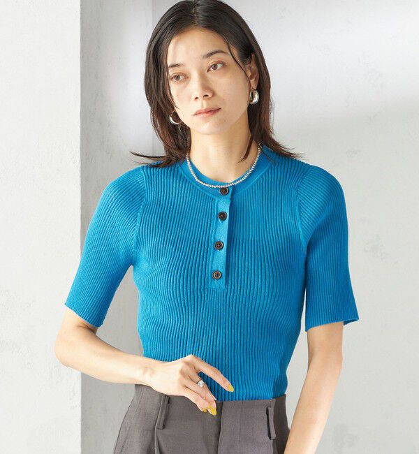 SHIPS for women「〈手洗い可能〉ラミー混 シアー ヘンリー ネック ニット」|ニット・セーター|