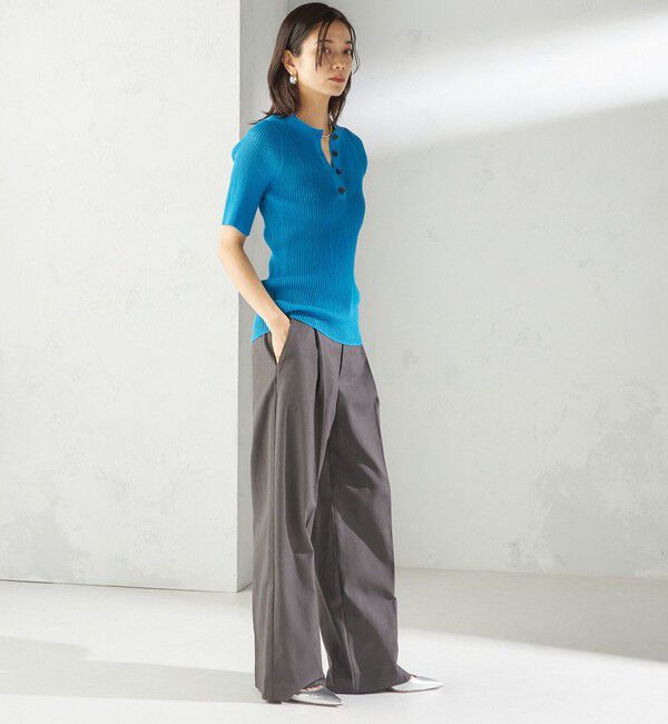 SHIPS for women「〈手洗い可能〉ラミー混 シアー ヘンリー ネック ニット」|ニット・セーター|