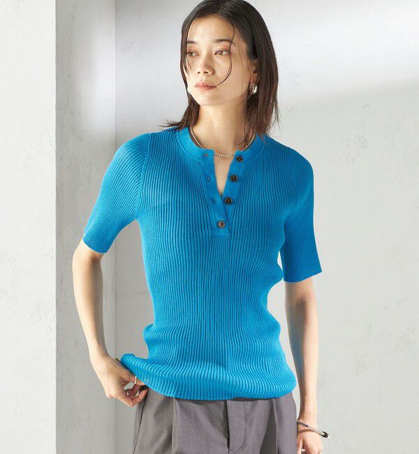 SHIPS for women「〈手洗い可能〉ラミー混 シアー ヘンリー ネック ニット」|ニット・セーター|