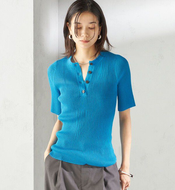 SHIPS for women「〈手洗い可能〉ラミー混 シアー ヘンリー ネック ニット」|ニット・セーター|