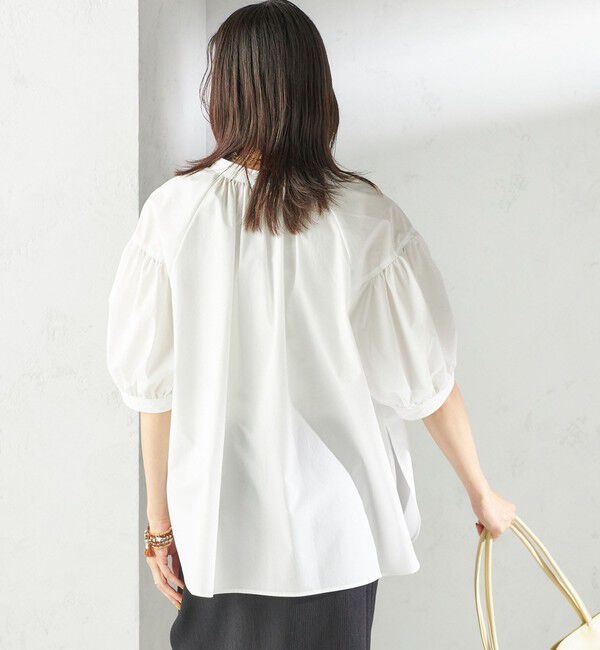 SHIPS for women「〈接触冷感 / 撥水加工〉TEX BRID(R)タフタ スキッパー 5分袖 ブラウス」|シャツ・ブラウス|