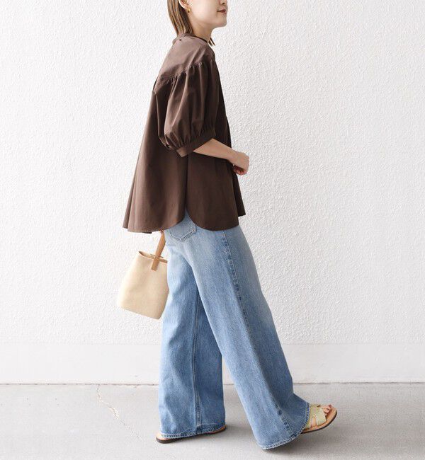 SHIPS for women「〈接触冷感 / 撥水加工〉TEX BRID(R)タフタ スキッパー 5分袖 ブラウス」|シャツ・ブラウス|