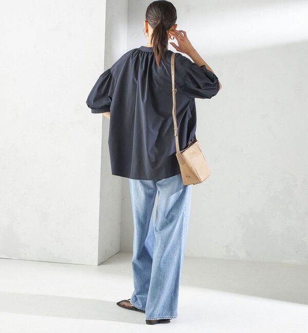 SHIPS for women「〈接触冷感 / 撥水加工〉TEX BRID(R)タフタ スキッパー 5分袖 ブラウス」|シャツ・ブラウス|