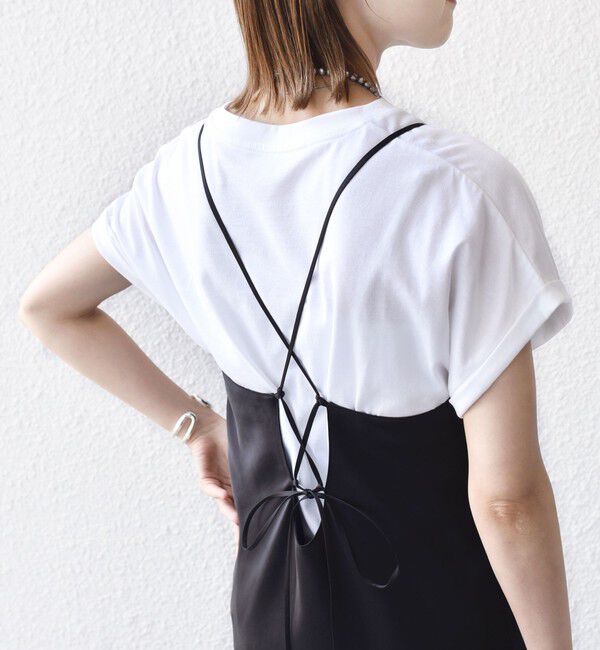 SHIPS for women「〈手洗い可能〉バック デザイン サテン キャミ ワンピース」|ワンピース|