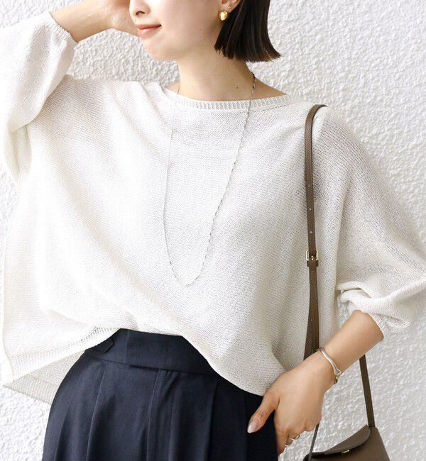 SHIPS for women「〈手洗い可能〉ペーパー パフ スリーブ 半袖 ニット」|ニット・セーター|